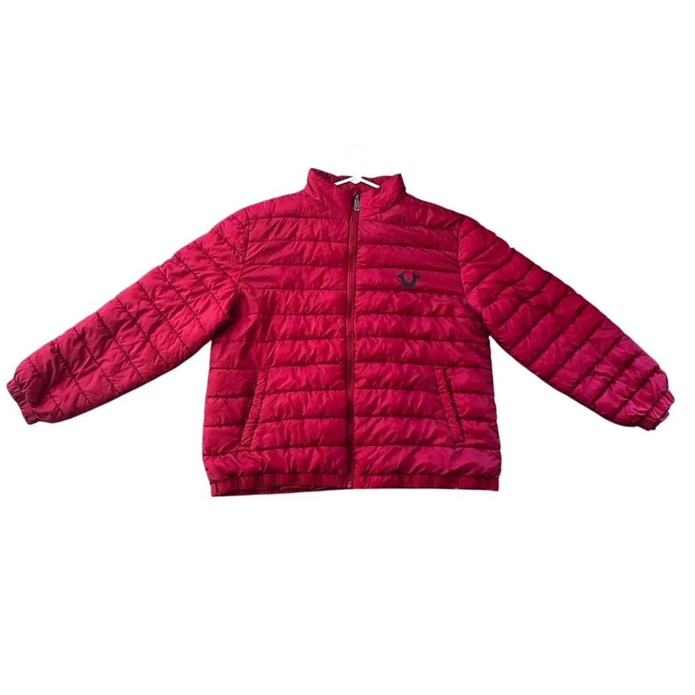 True Religion Red Quilted Puffer Jacket Men's XL